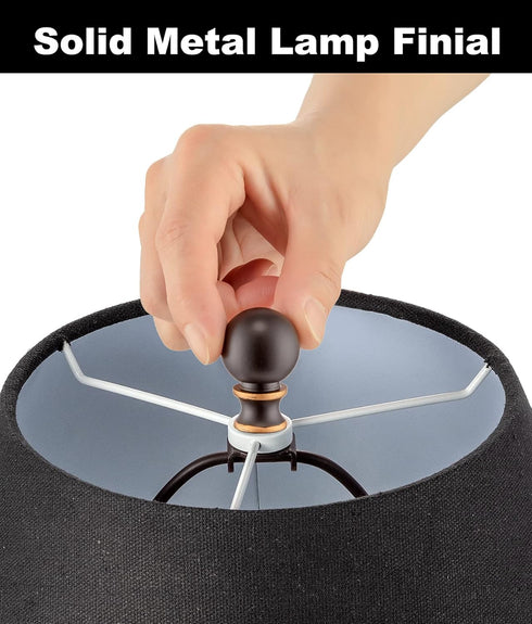 Bronze Lamp Shade Holder with 2 Set Lamp Finials - 10 Inch Lamp Harp, E26 Light Base UNO Fitter Adapter