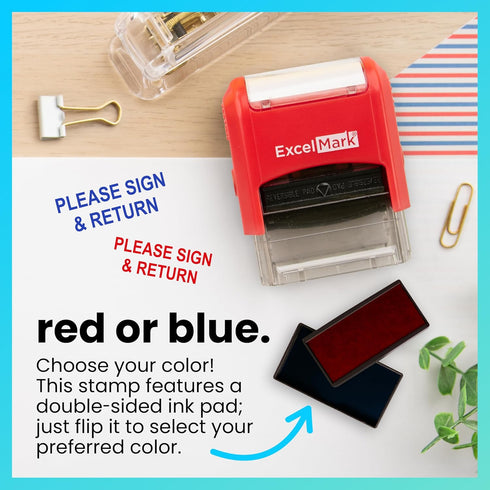 ExcelMark Self-Inking Rubber Teacher Grading Stamp - Please Sign & Return