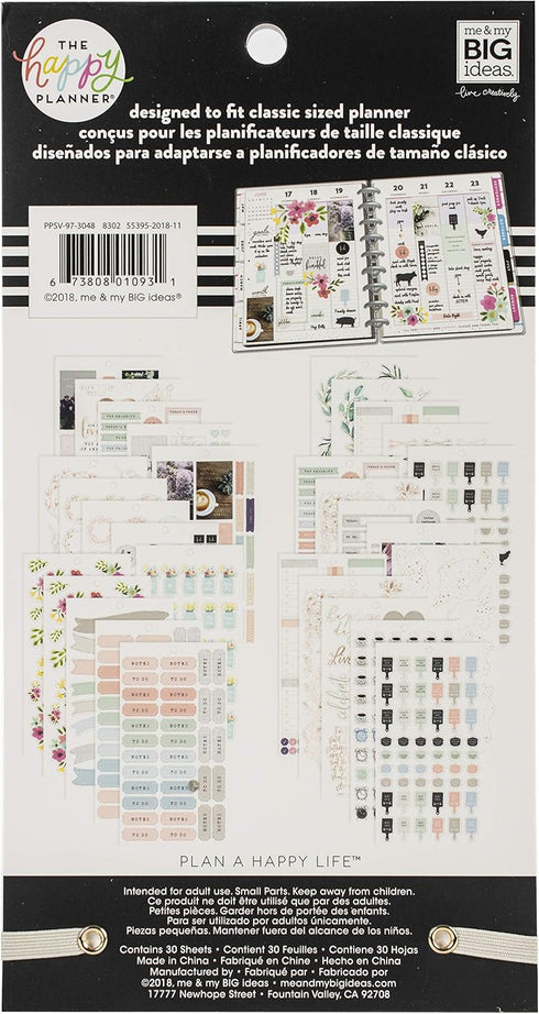 me & my BIG ideas Sticker Value Pack - The Happy Planner Scrapbooking Supplies, Farmhouse Theme, 30 Sheets, 715 Stickers