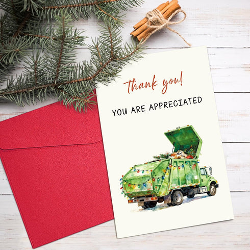 Ogeby Funny Christmas Thank You Card, Funny Garbage Truck Appreciation Card for Friend Family Employee, Christmas