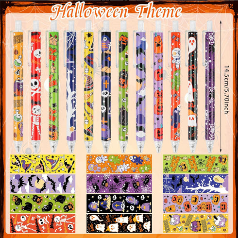 CCINEE 36pcs Halloween Ballpoint Pen, Cute Cartoon Gel Ink Pen Bulk for Kids Retractable Printing Black Ink Ballpoint Pen for Office School Home Halloween Gifts