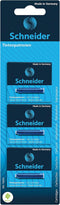 Schneider Ink Cartridge, Ball Closure, Refill for Fountain and Rollerball Pens, Blue Ink, Pack of 3 Boxes/6 Cartridges