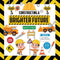 Decorably 81 Pcs Construction Theme Bulletin Board Decorations Set with Accompanying Borders for Classroom Decor