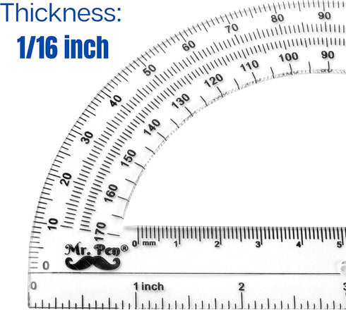 Mr. Pen Protractor, 6 Inches, Pack of 3 for Precise Measurements