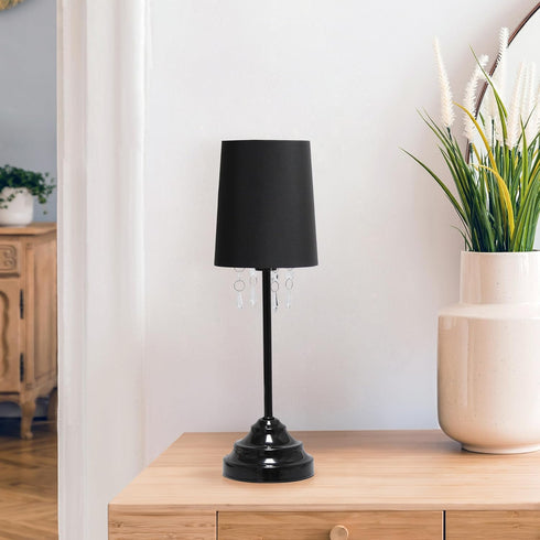 17.25" Simple Designs Chic and Stylish Crystal Adorned Table Lamp - Black