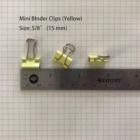 Mini Binder Clips, 5/8" / 0.6 inches / 15 mm, 40 PCS, a Little Bit Scratch Paper Clips (Yellow)