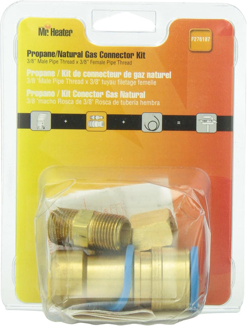 Mr. Heater F276187 Propane/Natural Gas Connector Kit, Brass, 3/8 Male Pipe Thread