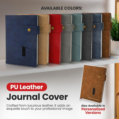 Promot PU Leather Notebook with Pen - A5 Lined Daily Journals for Writing, 200 Pages, Brown