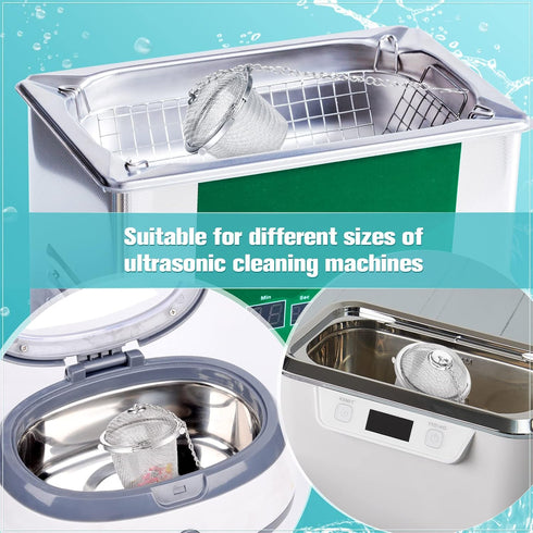 Ultrasonic Cleaner Baskets - Stainless Steel Small Holder with Lock and Hook for Jewelry Steam Cleaner (6 Pieces)