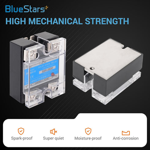 BlueStars 2PCS Solid State Relay SSR-25DD: DC to DC Input 3-32VDC Output 5-200VDC 25A Module