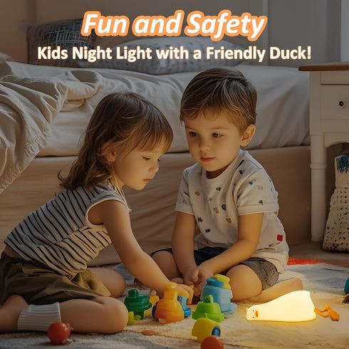 Dimmer Anywin Lying Flat Duck Night Light, Cute Light Up Duck Soft Silicone Nursery Night Lamp with Touch Control