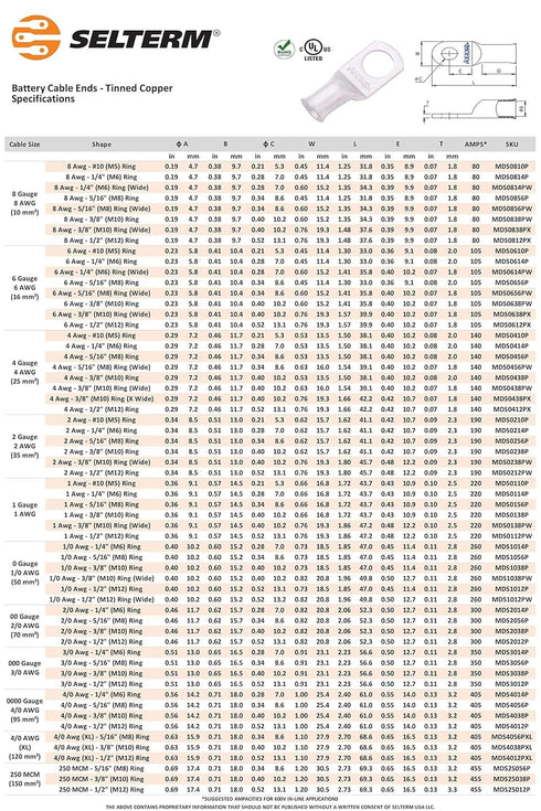SELTERM 10pcs 6 Awg 3/8" Stud Battery Lugs with 12pcs 3:1 Black & Red Heat Shrink Tubing, Heavy Duty Wire Lugs Kit