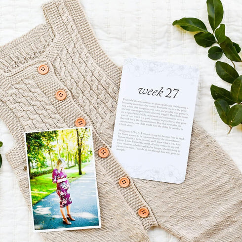DUNCAN & STONE PAPER CO. 20 Pregnancy Milestone Cards - New Mom Essentials, Weekly Prayer, Bible Verse Signs, 42 Weeks
