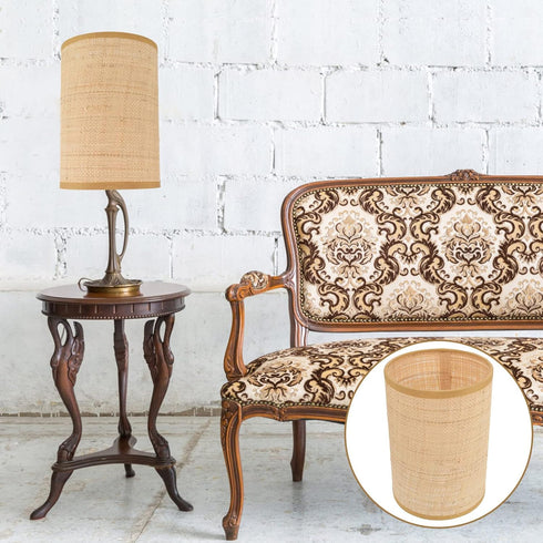8.07X5.51X5.51In E14 E27 Kichvoe Rattan Woven Lamp Shade for Table and Floor Lamps Rustic Drum Design Unique Lampshades