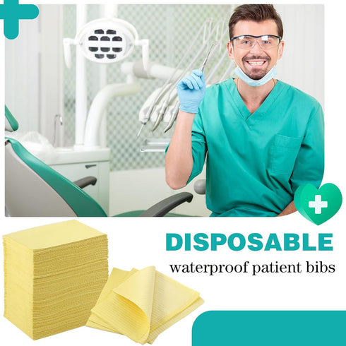 750 13" 18"(Yellow) Newwiee Pcs Disposable Dental Bibs Bulk Waterproof Tattoo Sheet Patients for Lash Nail Art Tray