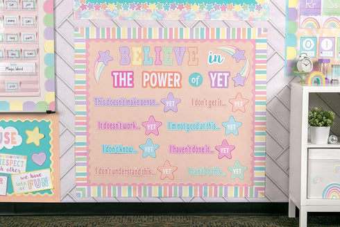 Teacher Created Resources Pastel Pop Mini Bulletin Board, Believe in The Power of Yet Theme