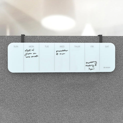 U Brands Magnetic Cubicle/Wall Glass Dry-Erase Weekly Calendar Board, 20 X 5.5 Inches, White Frosted Surface