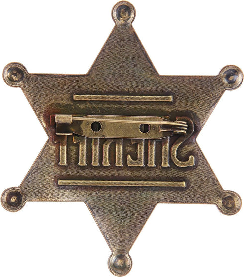 Toy Sheriff Badge for Kids, Metal Western Deputy Sheriff Badge, Old West Prop (Dark Bronze)