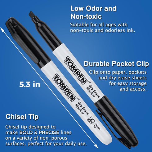 Black,160 Pack Dry Erase Markers Bulk Chisel Tip,Low Odor Quick-Drying Whiteboard Markers for Office Home School