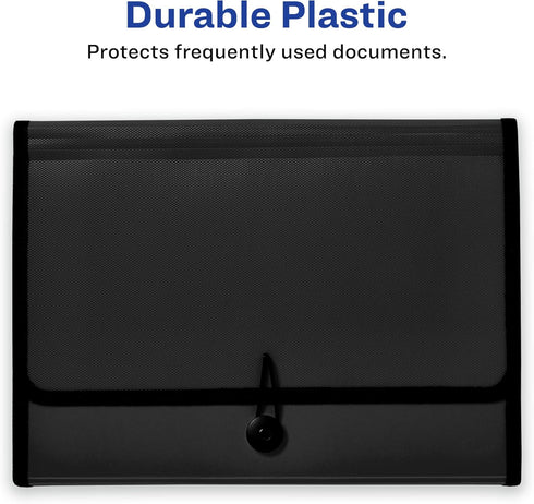 Avery Expanding File Folder Organizer, 7-Pocket Accordion, Black, Holds 425 Letter/A4-Size Sheets