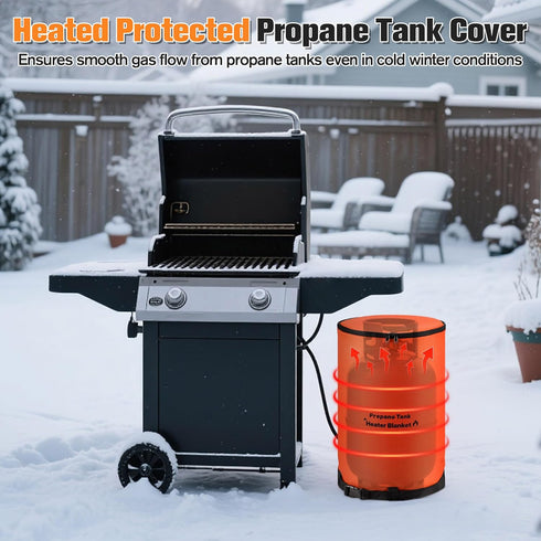 20LB (41-122F) Dreyoo RV Propane Tank Heater Blanket Thermostat Control and Timer Function, Waterproof & UV Resistant