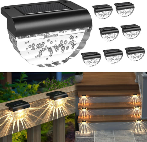 8 Pack Melunar Solar Deck Lights Outdoor, Solar Step Lights Waterproof for Outside, Yard, Patio, Garden, Pool, Railing