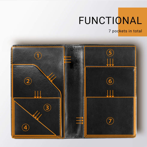 Mymazn Black Server Books for Waitress Book Waiter Book Server Booklet Restaurant Waitstaff Organizer, Serving Book