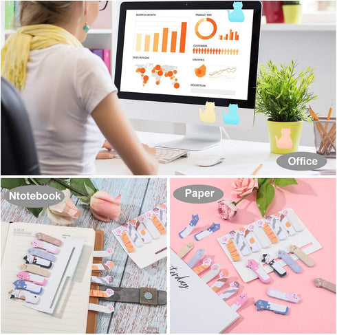 Outus Cute Sticky Notes, Paper Clips, Gel Ink Pens, Cartoon Stickers - Cat Lovers Stationery Supplies