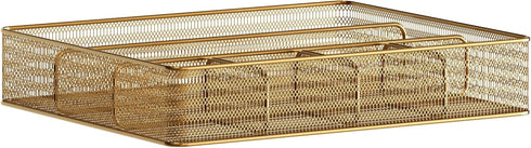 Martha Stewart Ryder Gold Mesh Metal Desk Drawer Organizer, 6 Compartment for Accessories and Office Supplies