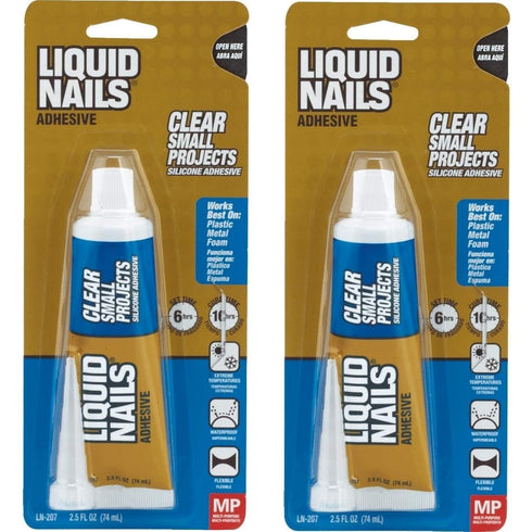 Liquid Nails LN-207 Silicone Sealant, 2.5 oz, Carded, Clear, Paste, 2 Pack