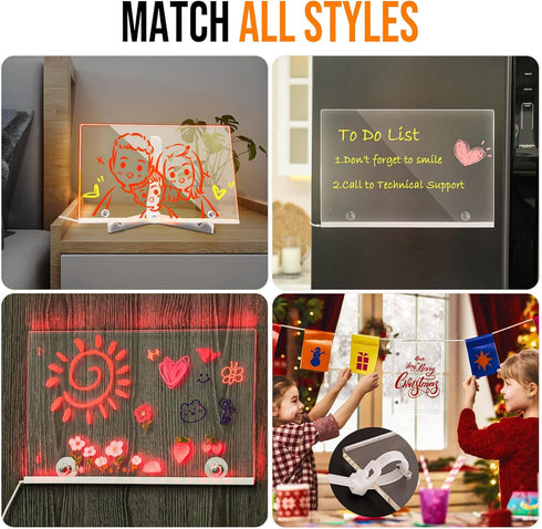 LED Note Board with Multicolor Light Control - 11.8 x 7.9 Inch Magnetic Acrylic Writing Board for Home, Office, School