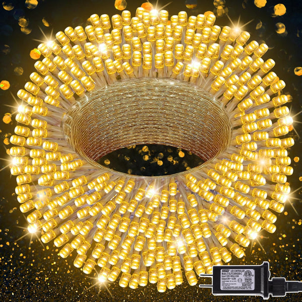 LJLNION 300 LED String Lights Outdoor Indoor, Extra Long 98.5FT Christmas Lights,