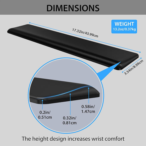 HONKID Low Profile Wrist Rest for Slim Keyboards and Mouse - Made of Cool Gel, Non-Slip Rubber Base, Relieve Wrist