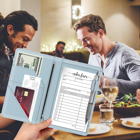Server Book with Zipper Pocket for Waitress, Cute Waiter Server Wallet, Booklet Restaurant Waitstaff Organizer, Serving