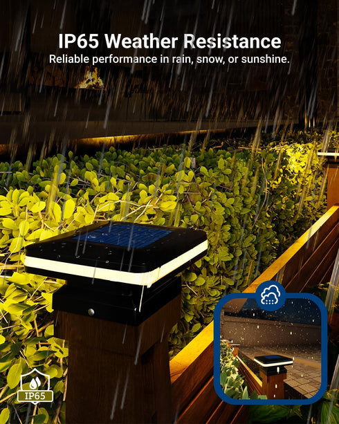 2W, 120 2CCT: 2700K, 4000K, 2 50%, 100% 2 Pack Sunco Solar Post Lights, Outdoor Dusk to Dawn Black Square Solar Powered