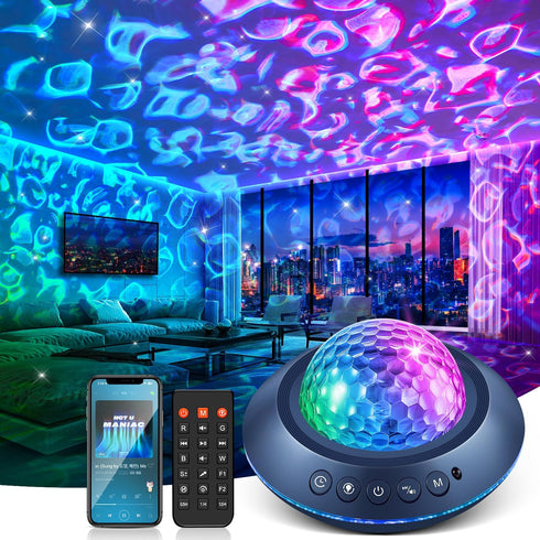 One Fire Ocean Light Projector,15 White Noises & Bluetooth Ambient Lighting, 360