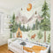 AM AMAONM 63x89.8inch Large Watercolor Mountain Landscape and Forest Pine Tree Wallpaper