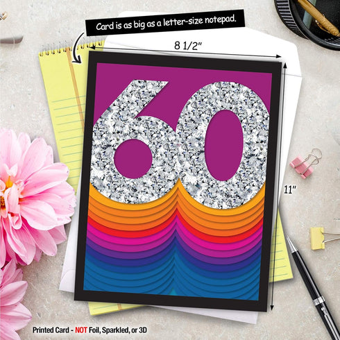 The Best Card Company - Big 60th Milestone Anniversary Notecard, 8.5 x 11, 60 Years of Marriage (J6110DMAG)