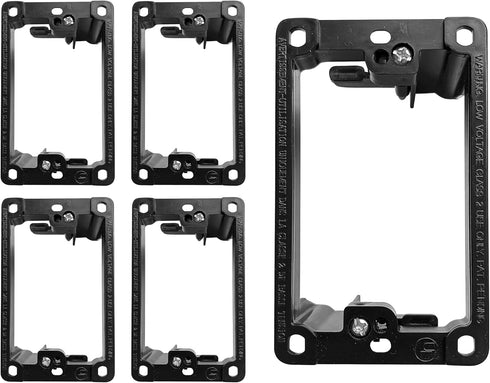 BestMounts 5 Pack Low Voltage Mounting Brackets - 1 Gang for Drywall Outlet Cable Pass Through Wall Plates for Old