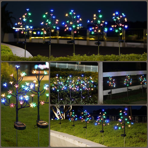 Decorative,2Pack 2Modes Solar Garden Lights Outdoor Waterproof,Garden Decor Solar Flowers For Outside Solar Powered