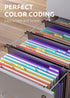 ThinkTex Plastic Expanding Hanging File Folders, 7 Pockets, Large Capacity, Multi-Color Tabs, Letter Size - 3 Packs