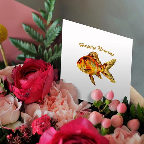 Elegant Happy Nowruz Greeting Card - Goldfish Design for Persian New Year