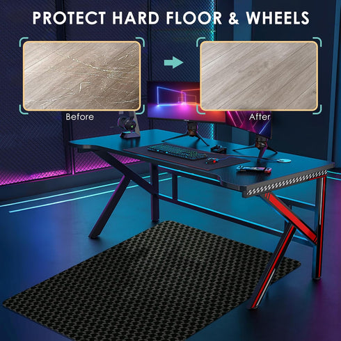 60"x46" Vicwe Office Chair Mat for Hard Floor, Anti-Slip PVC Computer Chair Mats for Gaming, Easy Glide for Chairs