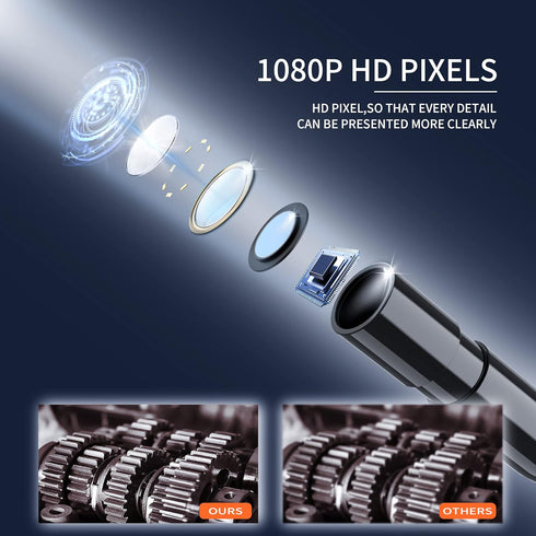 Daxiongmao 4.3" Borescope Endoscope Camera with Light, IP67 Waterproof, 1080 HD, 16.5ft Snake Camera for Inspection