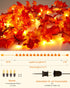 11FT 50 Bulbs VCOKEN Fall Garland With Lights - Connectable Maple Leaves With Pumpkin, Plug-in Decor for Outdoor Indoor