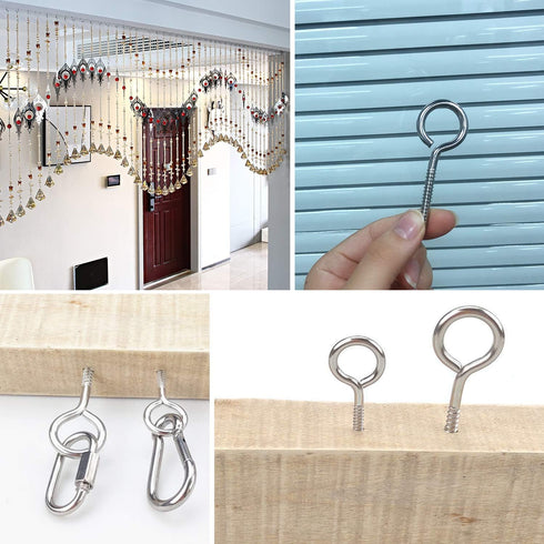 20pcs 2” 304 Stainless Screw Eyes - Small Eyelet Screws Heavy Duty Hook Lag Thread Eyebolt (20 pcs 2")