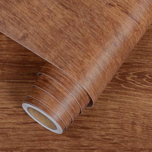 80" 16" Decorative Walnut Wood Grain Wallpaper, x Peel and Stick Self-Adhesive Removable Red Oak Contact Paper