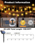 2 Pack 98 100 8 btfarm Solar String Lights Outdoor Waterproof, Total FT LED Solar Powered Patio Light, Lighting Modes