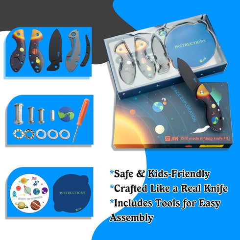 G10 G10 JIN Starry Kids Knife, Fidget Toy Knives, Dull Blade, Folding EDC, DIY Kit, Safe for Child, Handle with Solar