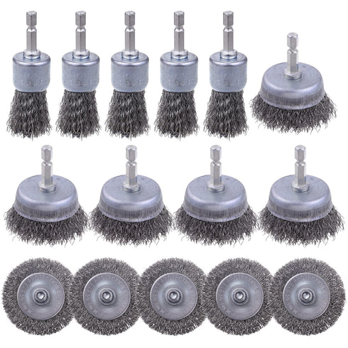 15 Pack Carbon Steel Wire Wheel Brush, Rocaris Cup Brush, Wheel Brush,